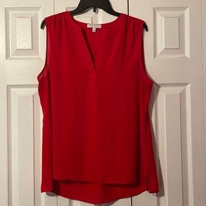 Red Open Neck Blouse Tank Top